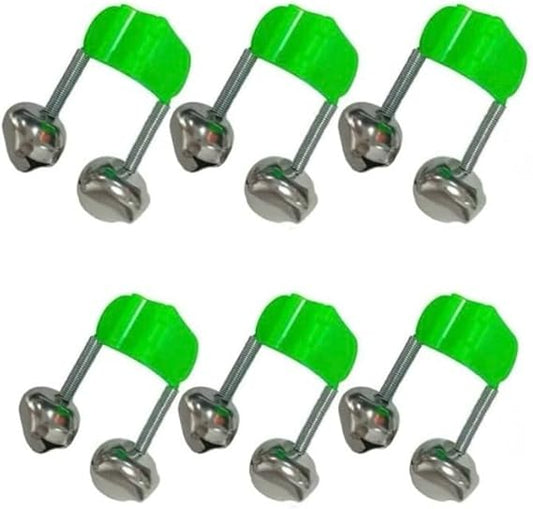 Clip-On Fishing Bell Alert: Pack Of 6 Twin Ring Rod Tip Bite Alarms
